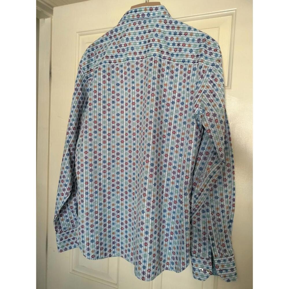 Visconti Black Men’s Long Sleeve Button Down Shirt Size L – Multicolor Geometric - Picture 2 of 15
